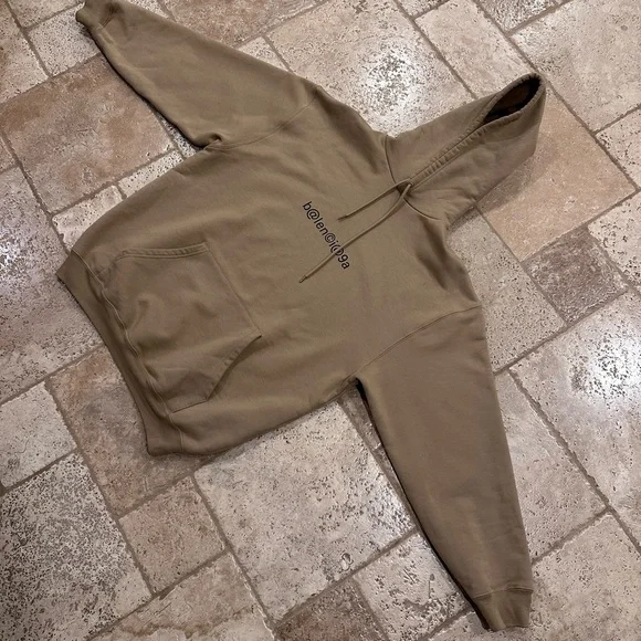 Balenciaga Khaki / Brown Mailbox Letter Logo Pullover Hoodie